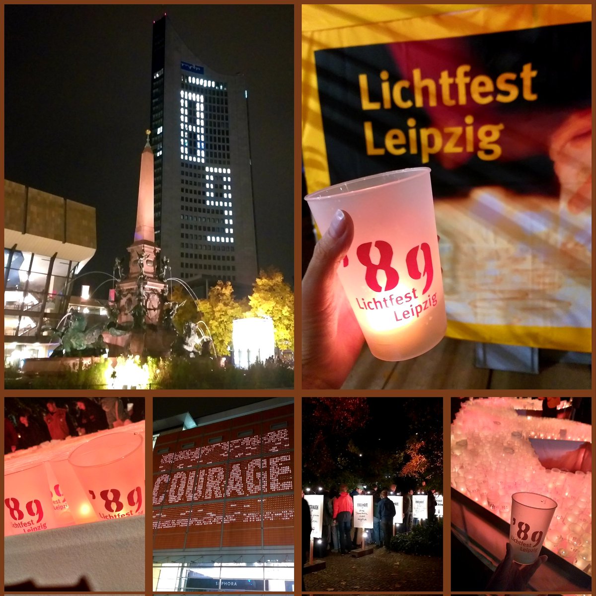Am 9.10. findet hier in LE immer das Lichtfest statt: der Lichtweg mit kűnstl. Lichtinstallationen soll an die "Friedliche Revolution 1989" erinnern 🕯✨🤝! Der Hőhepunkt ist die "Kerzen-89": Teelichter formen eine 89 - ein Zeichen fűr Freiheit und Demokratie 🕯. Seht selbst 😊: