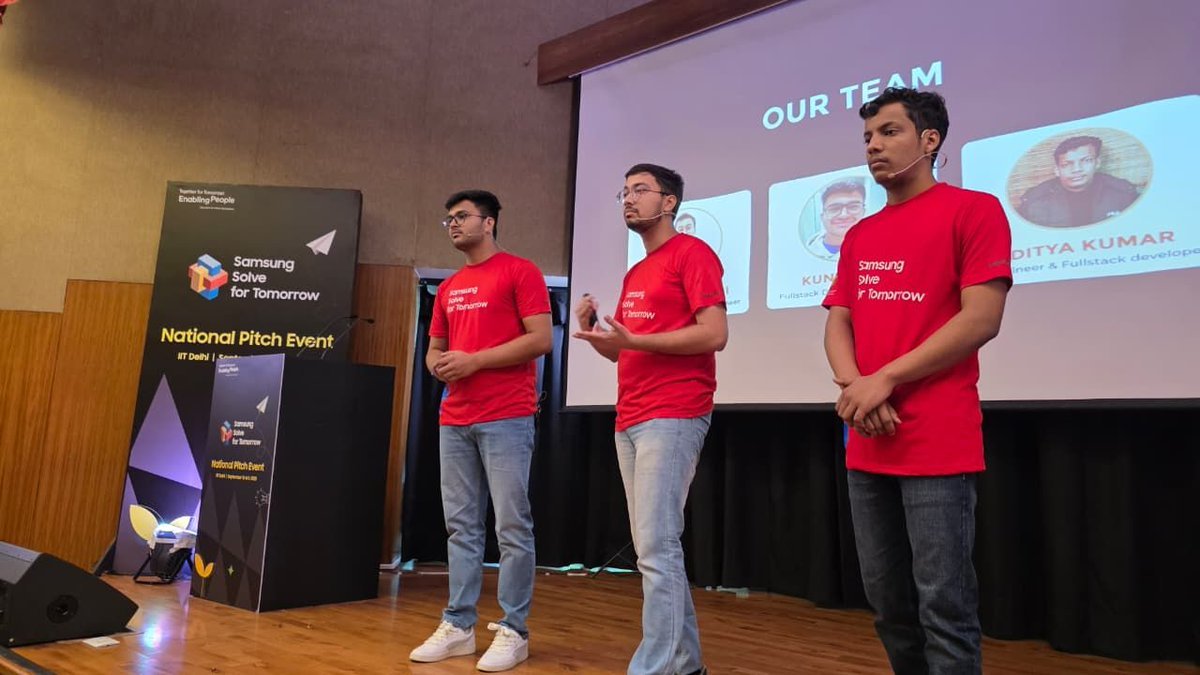 AdIg0YAL's tweet image. Day 11 
The Big Pitch at IIT Delhi!  An unforgettable moment presenting our idea on the Samsung Solve for Tomorrow 2025 stage — pure passion and pride!  Grateful to Samsung Indiamentors, and my amazing teammates @KunjTyagi6  @OmdeepTyagi 
#SFT_India_2025 #IITDelhi #Innovation