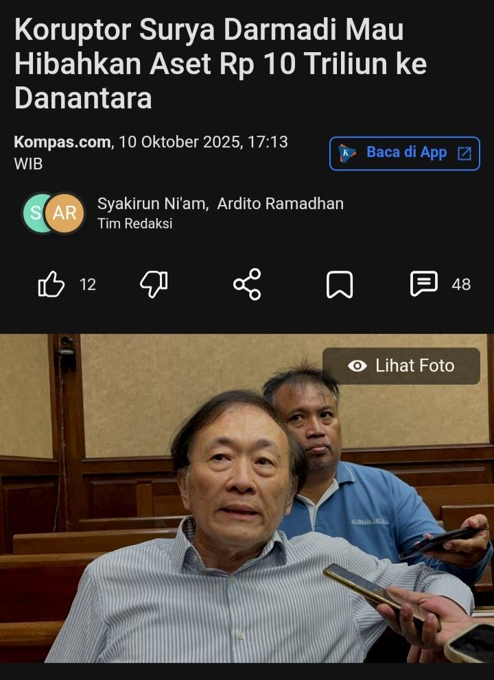 Bentar-bentar.. ini konsepannya gimana ya? 10 T itu duit dia apa dari hasil korupsi?