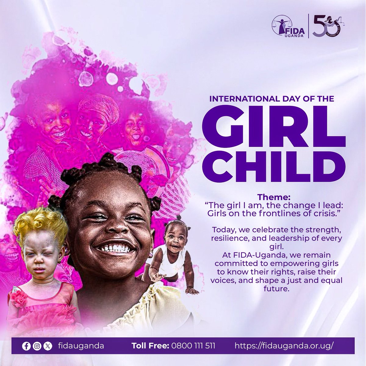 💜 𝐓𝐨𝐝𝐚𝐲, 𝐨𝐮𝐫 𝐡𝐞𝐚𝐫𝐭𝐬 𝐚𝐫𝐞 𝐰𝐢𝐭𝐡 𝐞𝐯𝐞𝐫𝐲 𝐠𝐢𝐫𝐥 𝐰𝐡𝐨𝐬𝐞 𝐜𝐨𝐮𝐫𝐚𝐠𝐞 𝐥𝐢𝐠𝐡𝐭𝐬 𝐭𝐡𝐞 𝐩𝐚𝐭𝐡 𝐭𝐨𝐰𝐚𝐫𝐝 𝐞𝐪𝐮𝐚𝐥𝐢𝐭𝐲.

At FIDA-Uganda, we’ve seen firsthand the power of girls who dare to dream beyond limitations, girls who speak up, lead,