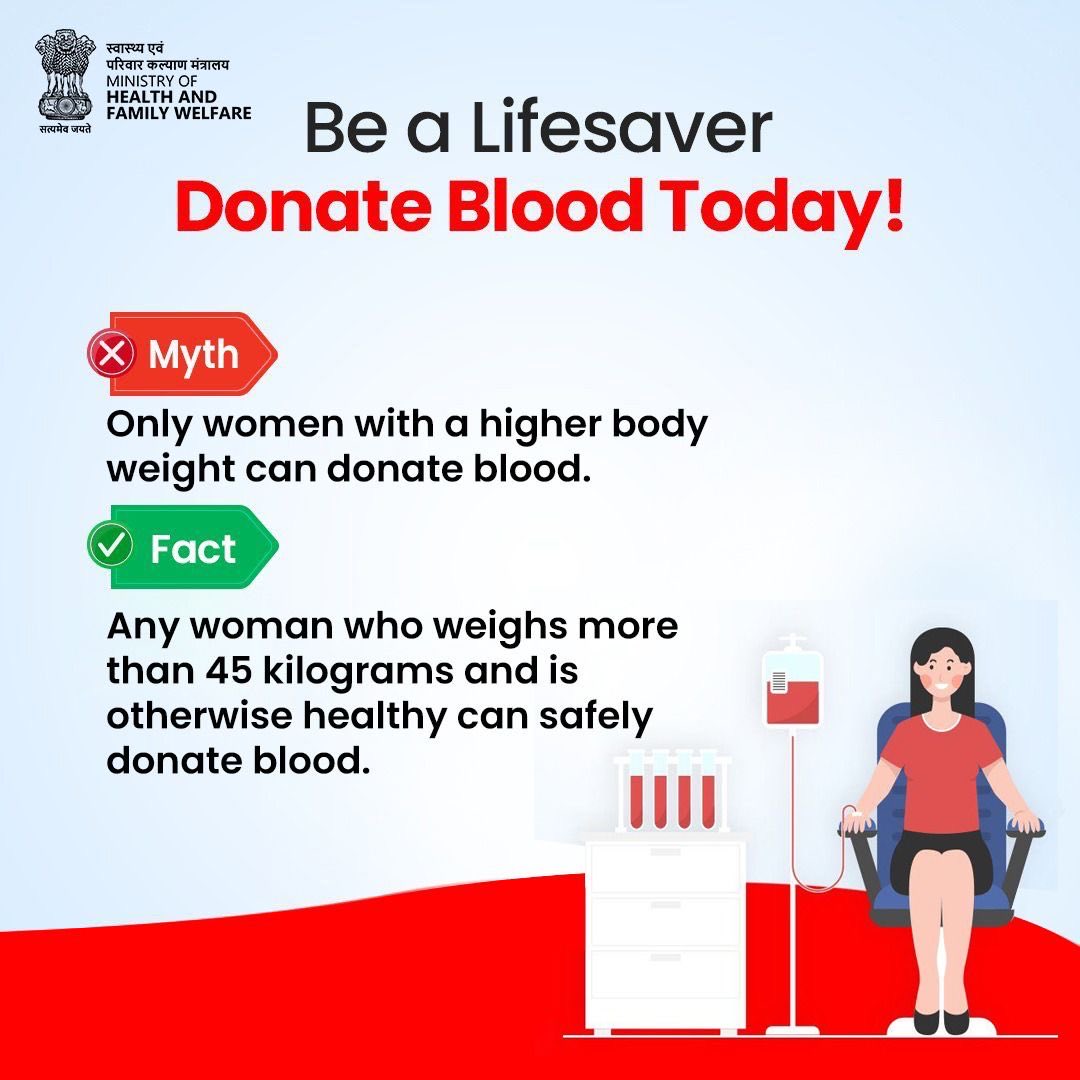 MoHFW_INDIA's tweet image. #SaveLives | Don’t let numbers stop you!

If you’re healthy and weigh over 45 kg, you’re eligible to donate blood. Every drop counts and so do you.

Visit eraktkosh.in and become a donor today.

 #DonateBlood