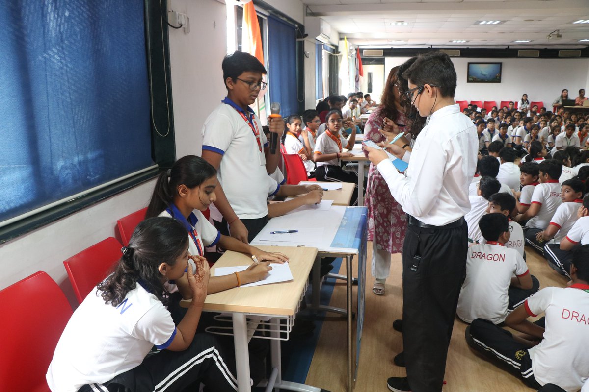 DPSSurat's tweet image. DPS Surat came alive with numbers in the Inter-House Mathematics Quiz! From The Mathletics prelims to Mathemagica finals, students dazzled with logic, creativity &amp;amp; teamwork. Dragon House emerged as winners! 
#DPSSurat #InterHouseMathQuiz #MathMagic