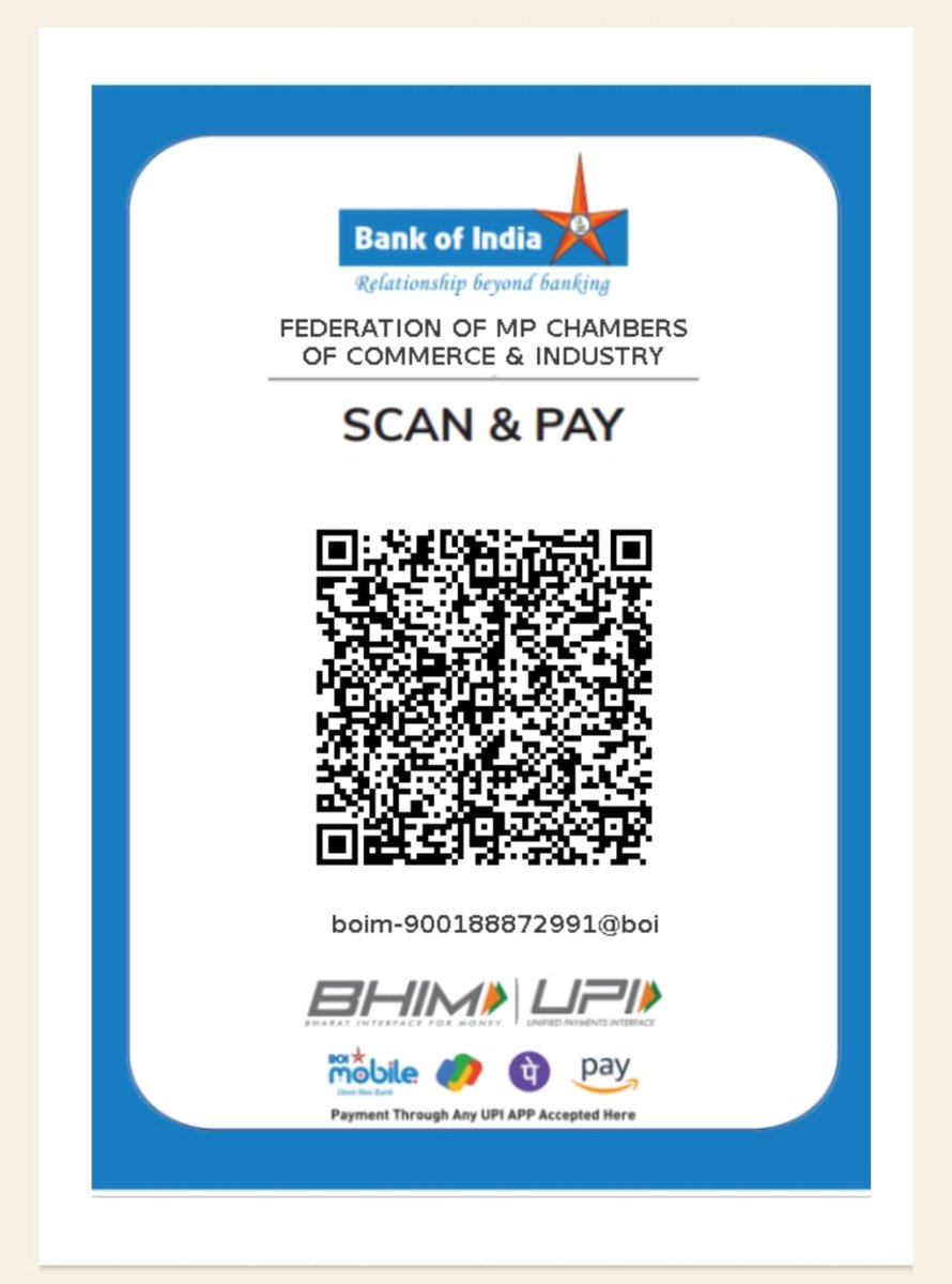 Dear Members,
As part of improving ease of operations, FMPCCI has now introduced a QR code for receiving payments from members and other agencies.Kindly use this QR code for making your payments and share the payment screenshot with Dr. Surendra for record purposes.

Thank you