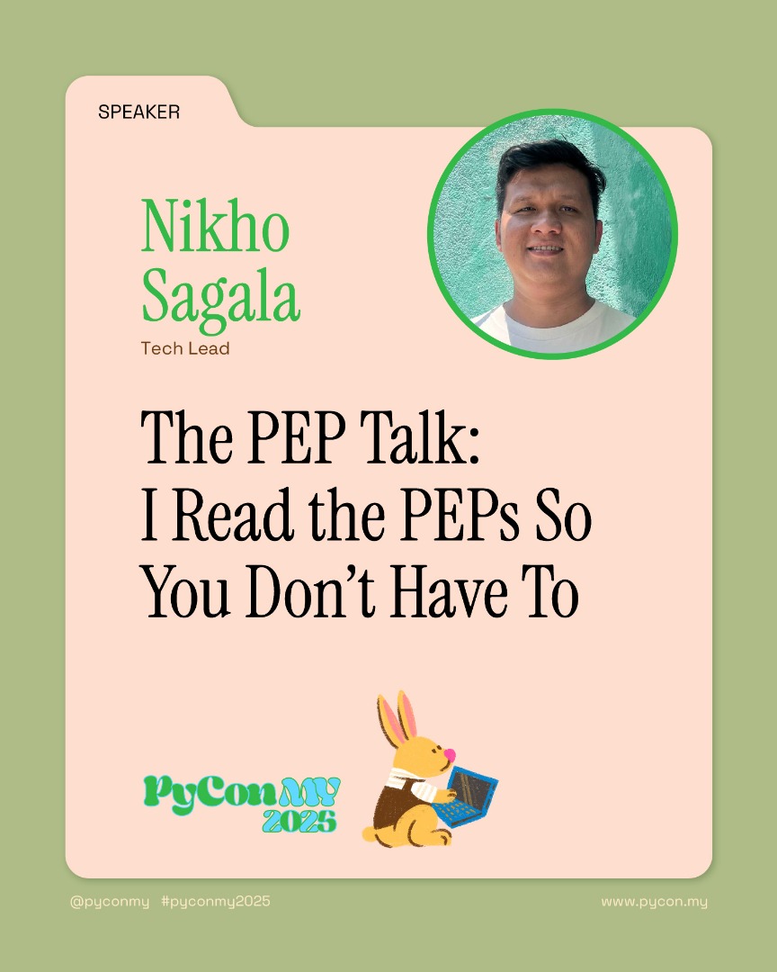 Confession: I don't read PEPs either. 😅

But @nikhosagala DOES – and he's sharing all the good parts at @PyConMY!

His talk: "The PEP Talk: I Read the PEPs So You Don't Have To"

Comment below why you should care 👇