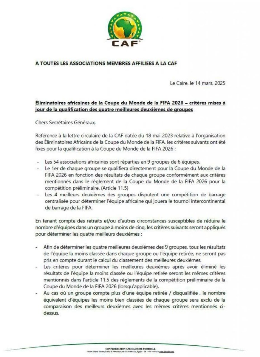 Bosakwa's tweet photo. Tout était bien écrit. La CAF avait déjà pris ses dispositions en cas d'une disqualification ou retrait d'une équipe dans ses éliminatoires de la coupe du monde. https://t.co/fYFp0SwRLy