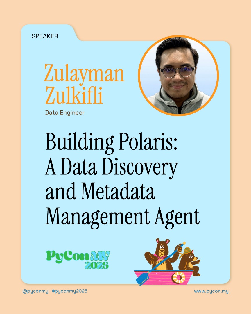 BREAKING: <a href="/airasia/">AirAsia</a> just built their own "Google for data" 🔍

And Zulayman is revealing HOW they did it at <a href="/pyconmy/">PyCon MY</a>!

His talk: "Building Polaris: A Data Discovery and Metadata Management Agent"

His mission? Stop the "data hide-and-seek" game.