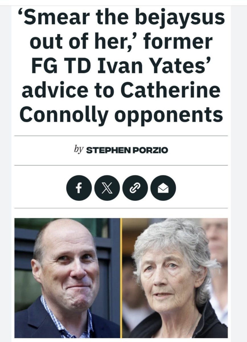 breeda_murphy's tweet photo. A former @FineGael Minister aged 65 years gives his advice on how to win by “smearing the bejaysus” out of Catherine Connolly in Presidential campaign, I thought Yates was better than that. Obviously I was wrong.
#DisgustingBehaviour https://t.co/rkuzXOHOOJ