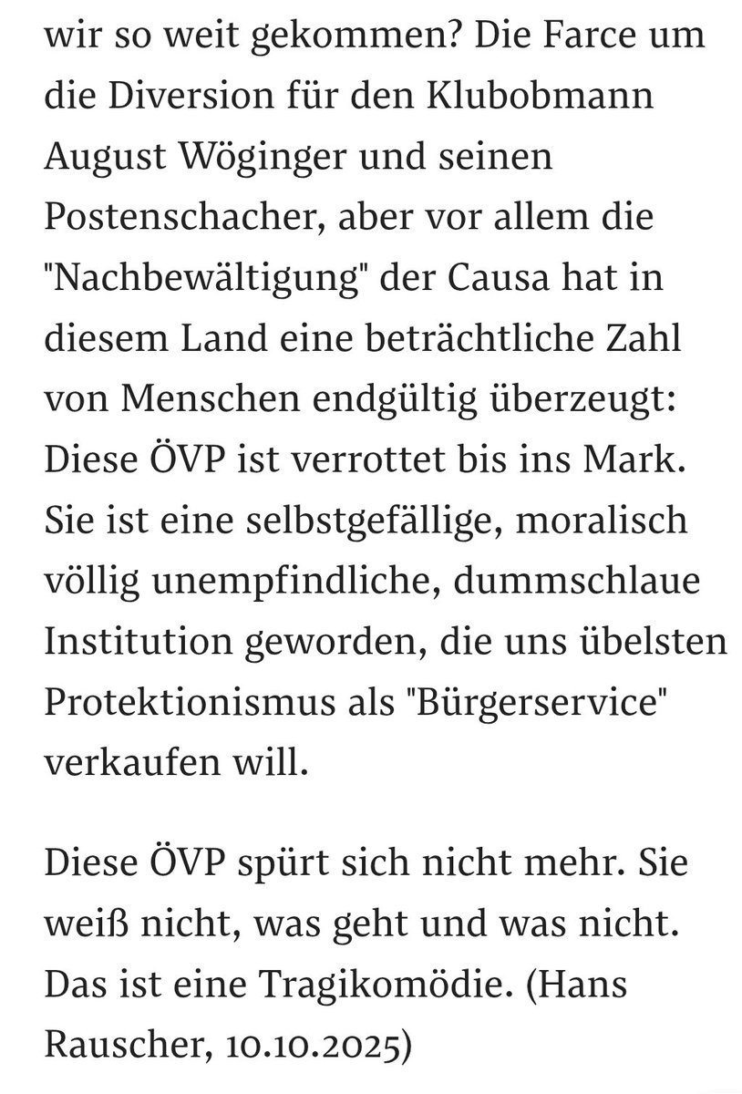 Hans Rauscher über die ÖVP.