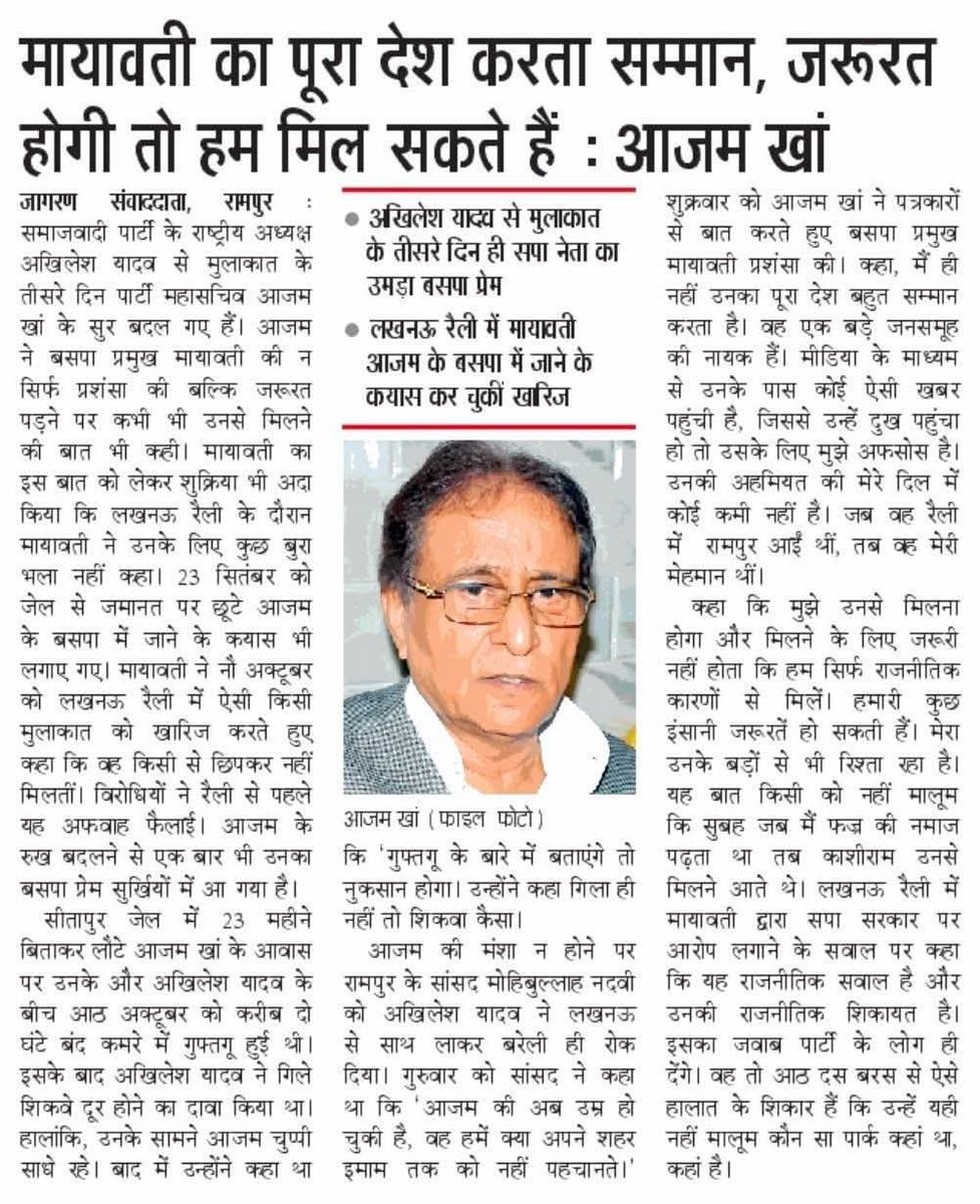 सपाइयों की दुःखती ,जलती हुई पर और दुःखा, जला दी ' आजम खां जी 'ने!!