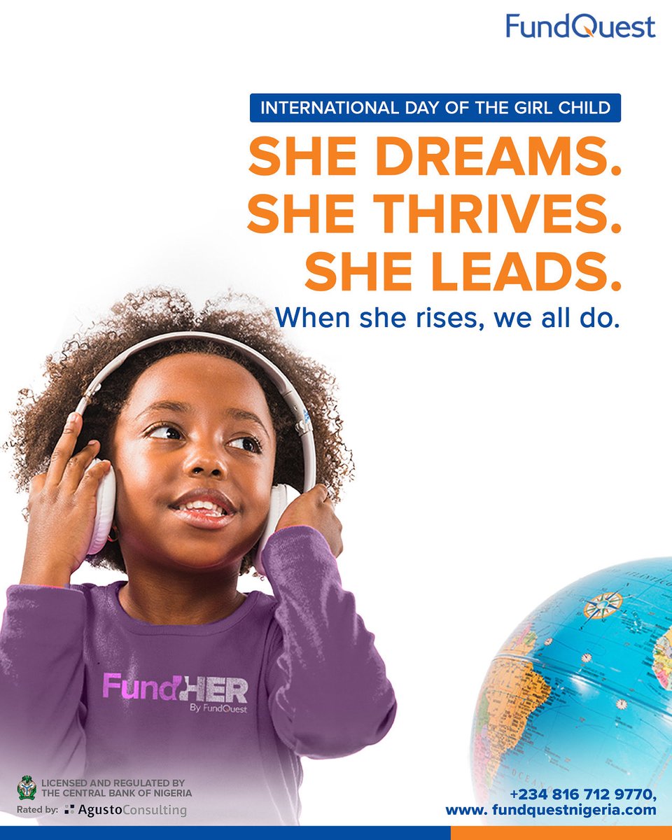 FundQuestNgr's tweet photo. Every girl carries the power to shape the future, all she needs is a chance to rise.
At FundQuest, we believe in empowering her dreams, her voice, and her journey.
Happy International Day of the Girl Child.
#DayOfTheGirl #FundQuest #FundHER #EmpowerHer https://t.co/QW5bVQScKV