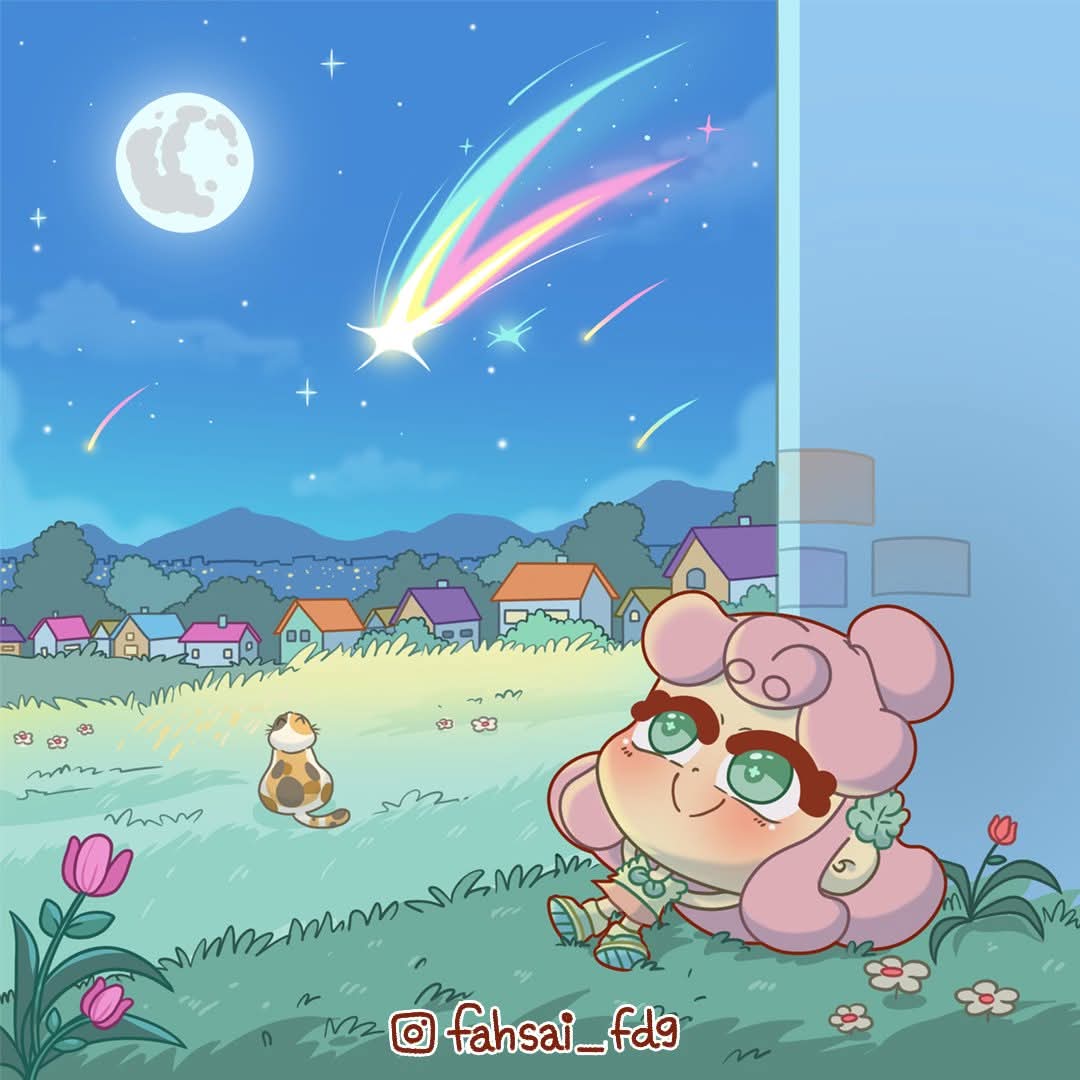 💫 May tonight’s wish carry your heart to all the good things waiting ahead

💫 ขอให้คำอธิษฐานคืนนี้ พาใจเธอไปถึงสิ่งดีๆ ที่รออยู่

#สายผลิต #ชุมชนนักสร้างสรร #Fahsai_fd9 #การ์ตูนมินิมอล