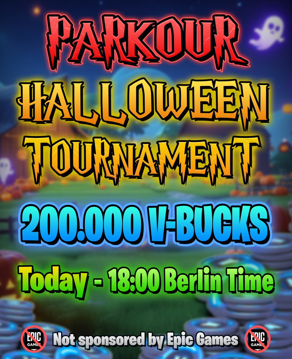 ❗️ 200,000 V-BUCKS GIVEAWAY – TODAY ❗️

🎁 Starts: Today, October 11 – 18:00 CEST

🏁 Place: A special Parkour Island (code revealed at event, exactly 18:00)

🎥 Livestream: Twitch &amp; YouTube – starts 17:30 CEST (check replies for the links ect)

⏳ Map unlocks at 18:00 CEST - be