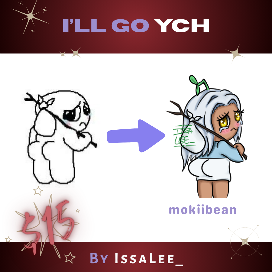 ✨Interest Check✨
New I'll Go YCH

Waitlist open on VGen
Thank you @/mokiibean for being my test subject❤

#VGenShop #VGen #IssaDoodles