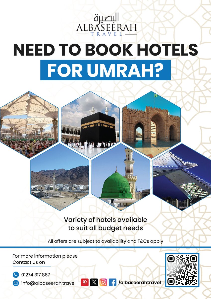 Looking for a tailored #Umrahpackage?
Look no further! Get in touch with us today for a personalised quote and let us help you plan your spiritual journey. 🕋
#Umrah #Hajj #Hajj2026