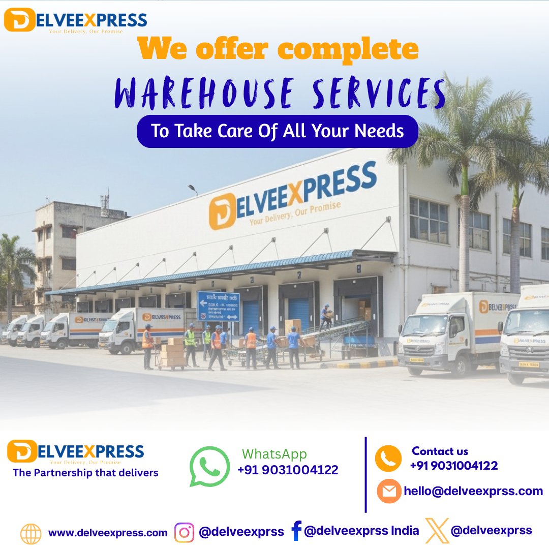 delveexpress's tweet photo. Streamline your logistics with DELVEEXPRESS!
We offer complete warehouse solutions — safe storage, fast handling &amp; reliable delivery.
📞 +91 9031004122 | ✉️ hello@delveexprss.com
🌐 https://t.co/xRYhlpO4L8

#DELVEEXPRESS #Warehouse #Logistics #DeliveryPartner https://t.co/R0ByKONaCy