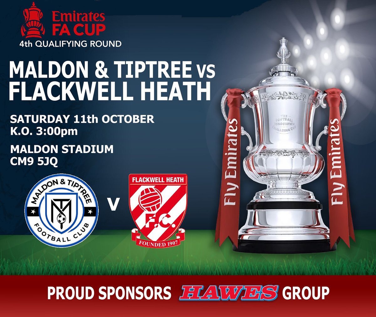 FHFC1907's tweet image. 🔥 It’s Matchday!…

We’re on the road as we face Maldon &amp;amp; Tiptree FC in the 4th Qualifying Round of the Emirates FA Cup 🏆 

👀 A massive occasion and a chance to make history — we need every Heathen behind us! 🔴👊🏻
#Heathens #MagicOfTheCup #FACup
