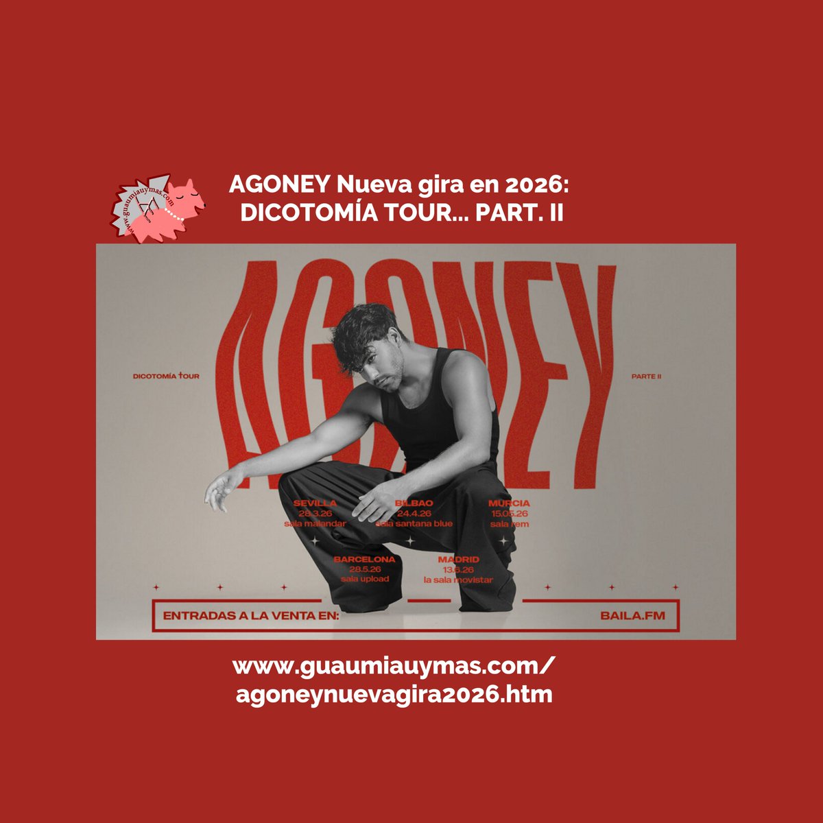 GuauMiauyMas_'s tweet photo. AGONEY @Agoney Nueva gira en 2026: DICOTOMÍA TOUR... PART. II 💥🎙️ https://t.co/Ab4QTZrSXb https://t.co/MRW4XGHRQf