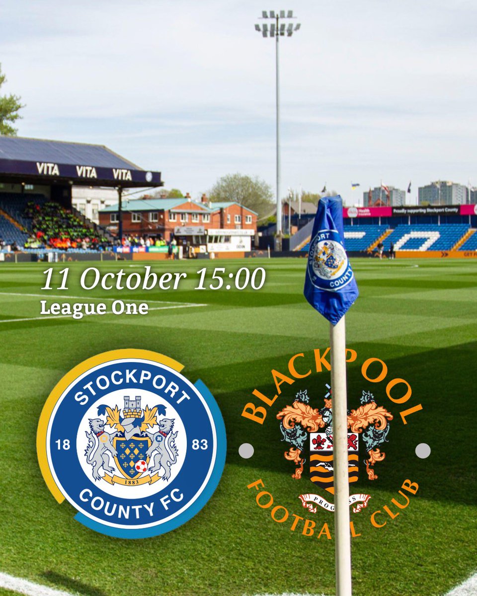 🌊 The Hatters face a tough test as the Seasiders come to Edgeley Park…

🔥 It’s <a href="/StockportCounty/">Stockport County</a> vs <a href="/BlackpoolFC/">Blackpool FC</a> in League One!

🎙️ @adamthomsjourno &amp; <a href="/waterho5438/">Ian Waterhouse</a> are your commentary team this weekend

✅ Bring 3.5mm earphones to access this FREE service

#StockportCounty