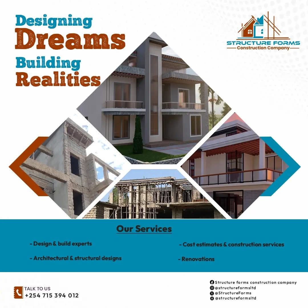 StructureForms's tweet image. Structure Forms Construction Ltd
We offer Architectural Design, Construction Consultation & Services, Home Renovations, House Design & Plans, and Project Management.
📍Ngong
📞 +254 715 394 012
#StructureFormsConstruction #MasculinitySaturday