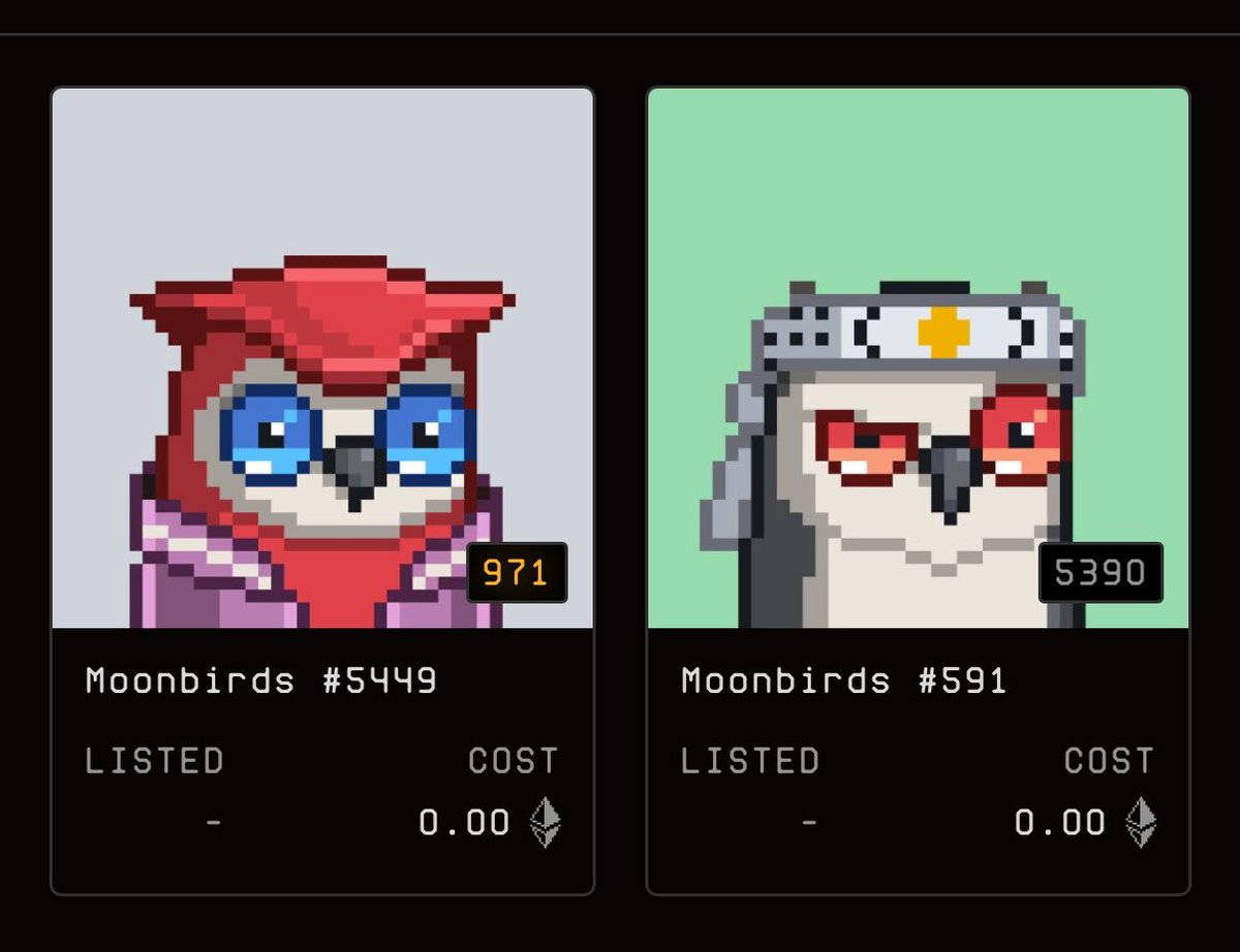 I bought one more <a href="/moonbirds/">Moonbirds</a> cuz I’m feeling super Birbish even after the biggest crash in crypto history