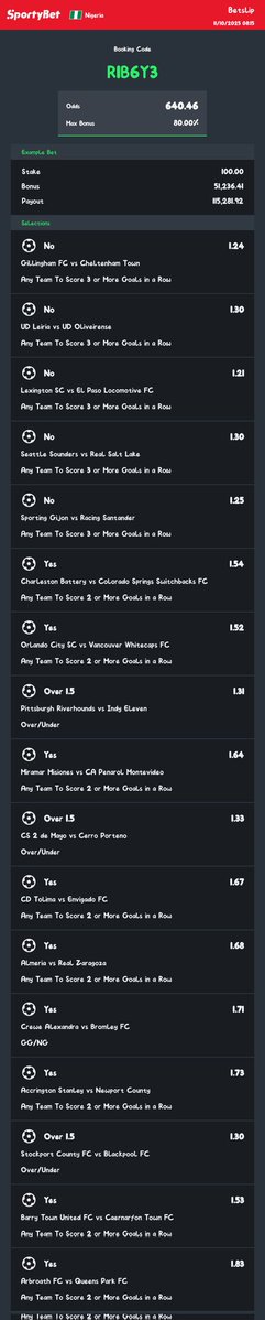 djkendoblast's tweet image. #Sportybetcode
Hey check out the bet I just placed on Sportybet! sportybet.com/ng/?shareCode=…