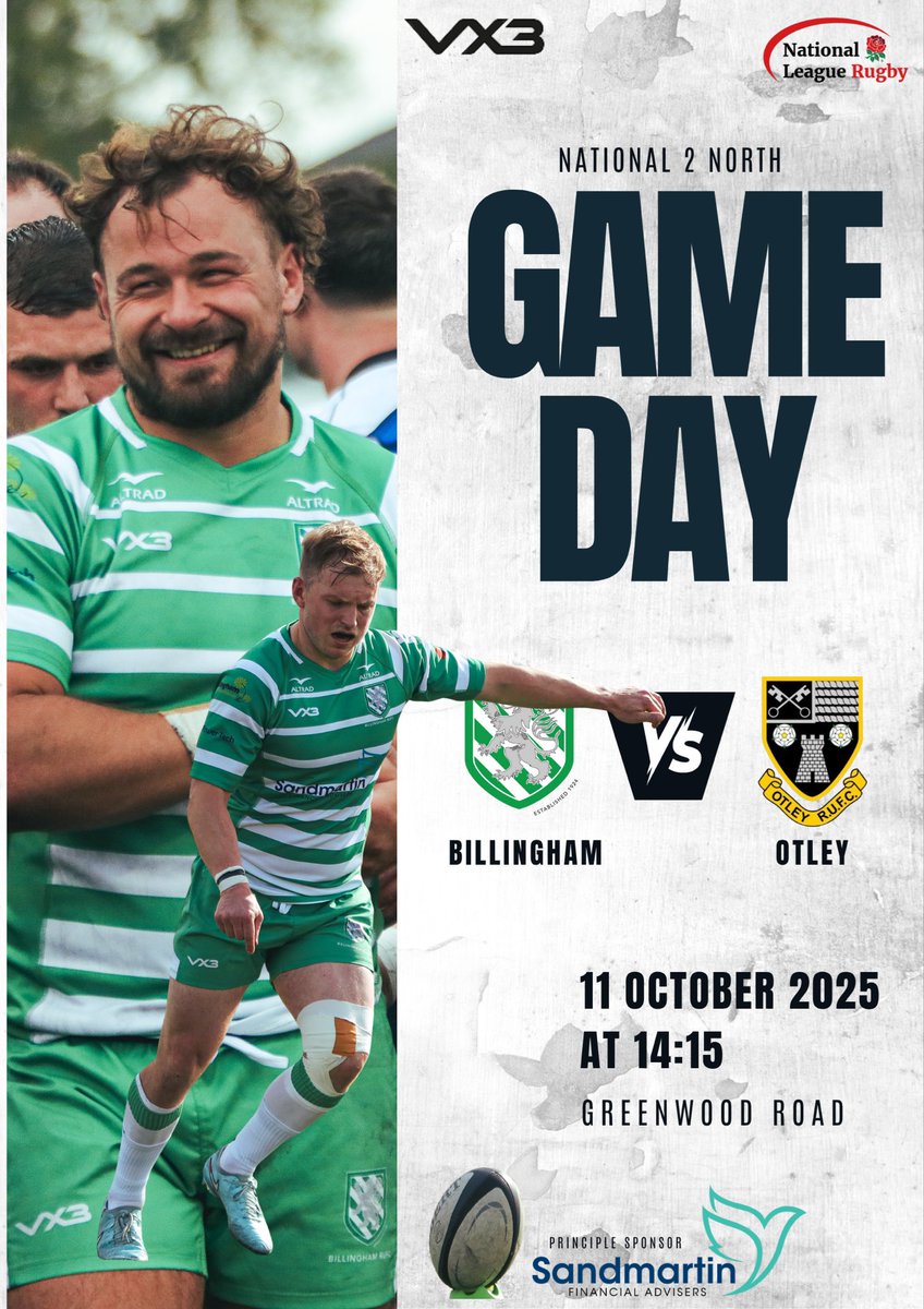 “It’s not just a game, it’s where pride meets passion.” 🔥

🏉 Billingham vs Otley
📍 Greenwood Road
⏰ 2:15 Kick-off