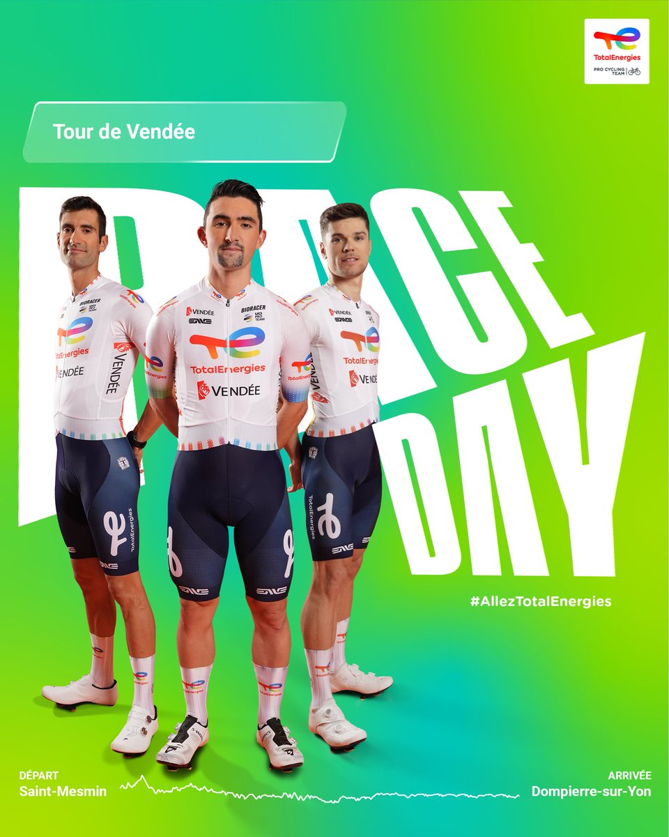 TeamTotalEnrg's tweet photo. À la maison.
La Vendée, c’est notre identité, notre terrain, notre énergie.
Plus déterminés que jamais. Rendez-vous sur nos routes ❤️🤍
#TourdeVendee | #AllezTotalEnergies ⚡️ https://t.co/lOSaZrZ9u8