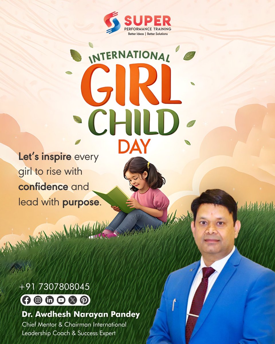 superawdhesh's tweet image. 🌸Empower Her Future 🌸

Celebrate the strength, dreams, and brilliance of every girl child. Let’s nurture confidence and inspire purpose! 💪📚

#InternationalGirlChildDay #EmpowerHer #GirlPower #InspireConfidence #SuperPerformanceTraining #AwadheshNarayanPandey