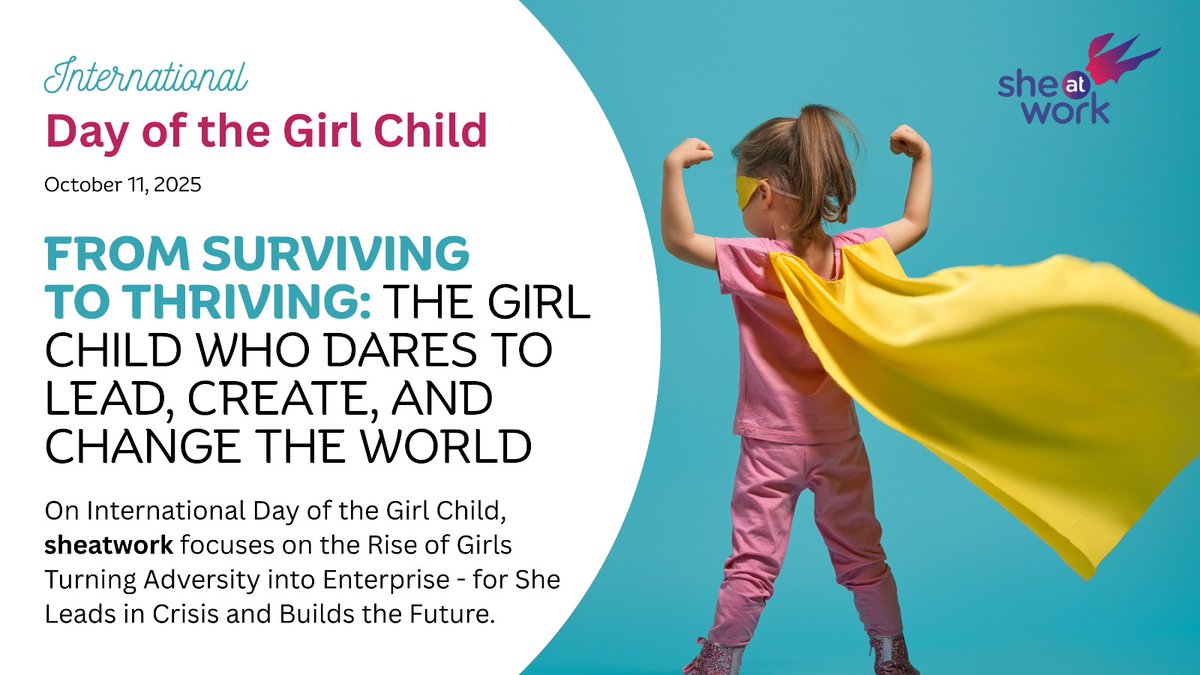 From surviving to thriving, today’s girls are tomorrow’s changemakers. 🌍
On #InternationalDayoftheGirlChild, let’s celebrate those who rise from crisis to creation — leading with courage, compassion and innovation. 💪✨

#DayOfTheGirl 

Read: shorturl.at/e3ZyI