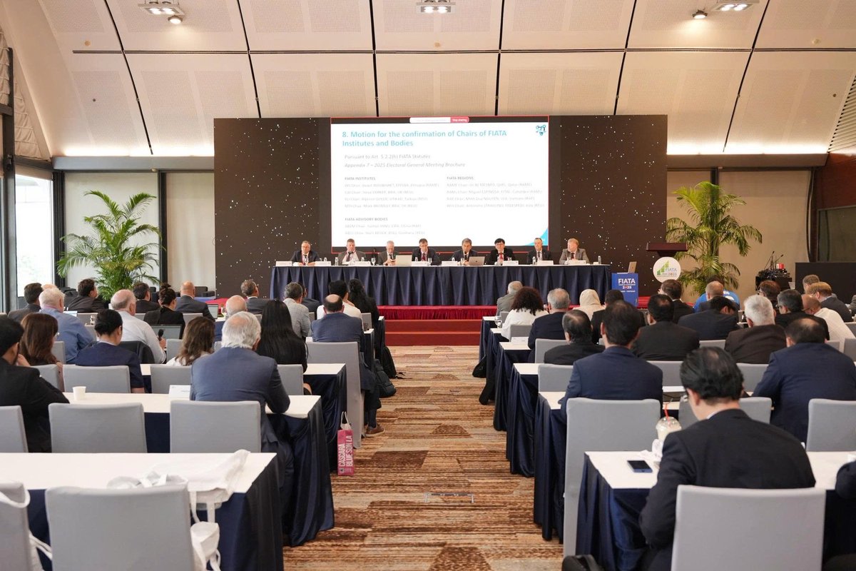 FWC2025's tweet photo. 🌐 On October 10, the Electoral General Meeting of the International Federation of FIATA was successfully held in Hanoi. Mr. Thomas Sim was officially elected as FIATA President for the 2025-2027 term, along with newly elected Vice Presidents, Secretary General, and Treasurer. https://t.co/ogadW9VciD
