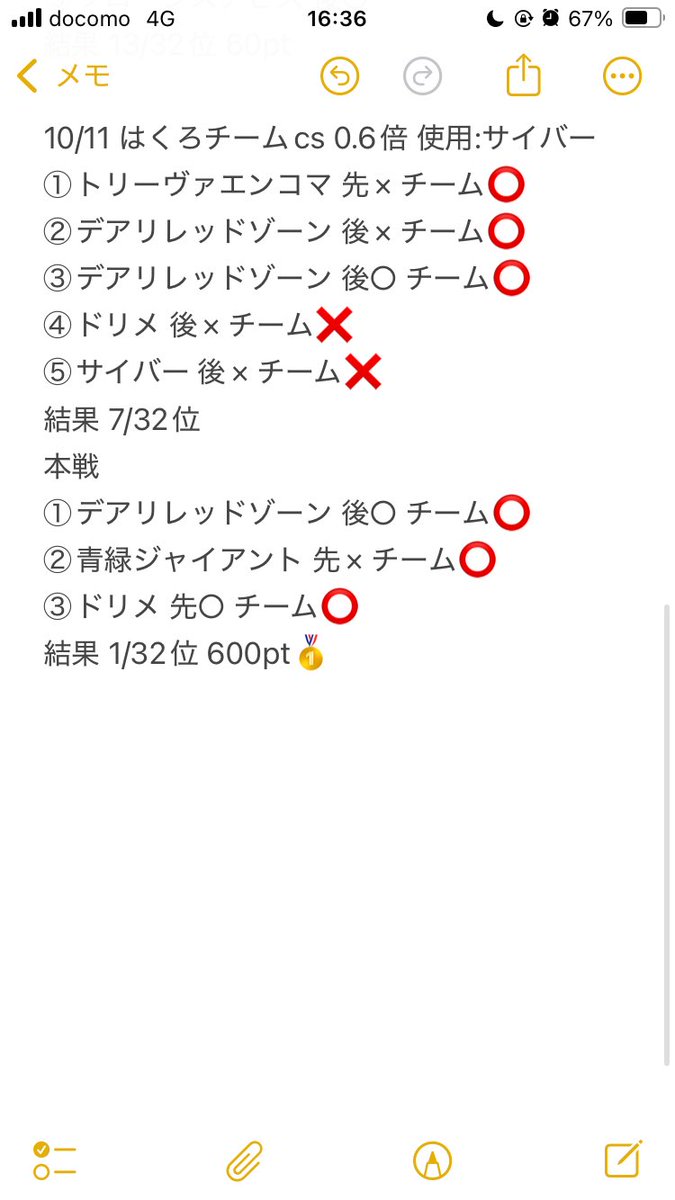 はくろチーム優勝🥇
横強すぎて勝たせてもらいました。
有効勝利は決勝だけです。
組んでくれた99パパ、アリアさん、本当にありがとうございました！