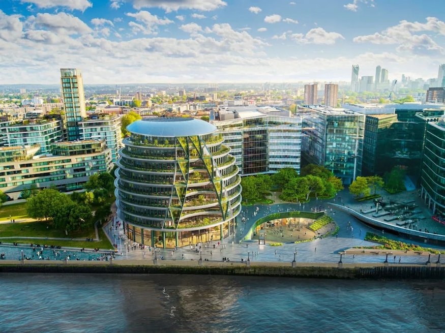 Londonist's tweet image. We see that work has begun to refurbish the old City Hall building near Tower Bridge. Mayor Ken Livingstone once called it ‘the glass testicle’. We reckon the revamped version should be dubbed ‘the mossy ribcage’. londonist.com/london/latest-…