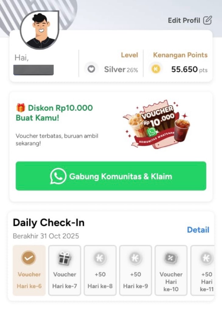dunyamaga's tweet image. Aku yg masih peritungan jg tetep nyari akal gmn carany ngopiku bisa lbh murah dari #jasdor 😅

Belanja: 64k
CB Points: 19,2k
CB blu: 25k

Bayar: 19,8k dpt 2 L + 1 R
kurang hemat apalagi coba 🫶🏻

#KopKen #blu #Kopi #ZonaUang #Promo #ZonaMurah #ZonaReceh #KopiKenangan #ZonaCuan