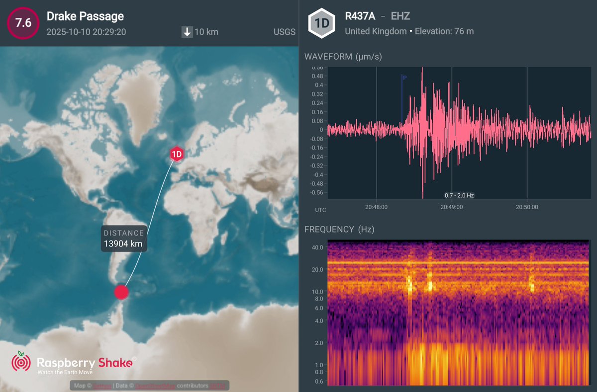 Busy day for earthquakes yesterday according to the gravity meter at <a href="/GeosciencesEd/">School of GeoSciences @ University of Edinburgh</a> : two in the Philippines and one in the Drake Passage. The Drake Passage quake was also picked up by the 
<a href="/raspishake/">Raspberry Shake</a> <a href="/raspishakEQ/">Raspberry Shake Earthquake Channel</a> . #geophysics #seismology
