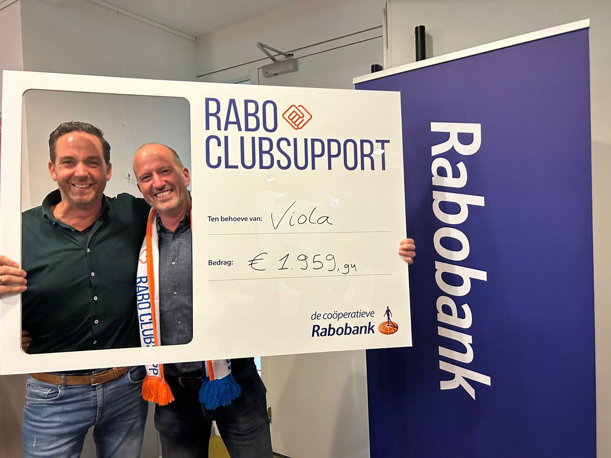 Wat een mooi resultaat! 🤩
Dankzij jullie stemmen hebben we via Rabo ClubSupport een prachtig bedrag van €1959,94 opgehaald! Namens de hele club: bedankt aan iedereen die op ons gestemd heeft, en natuurlijk ook een groot dankjewel aan de Rabobank voor deze mooie actie. 🙌