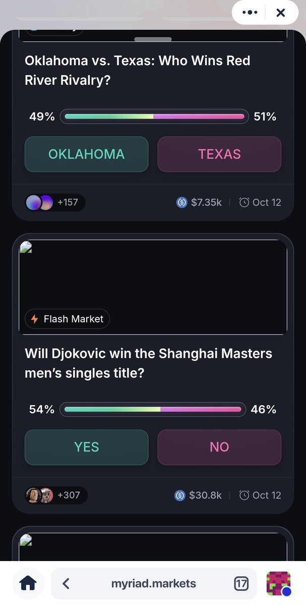 Mxrshxll_on_X's tweet image. Bought my first shares on @myriad_markets

So today I deposited around $3 USDbC which I bridged to abstract USDC and after deducing various Fees, was left with about $2.54 which is very much okay

I felt lucky as I had won a prediction event yesterday here…