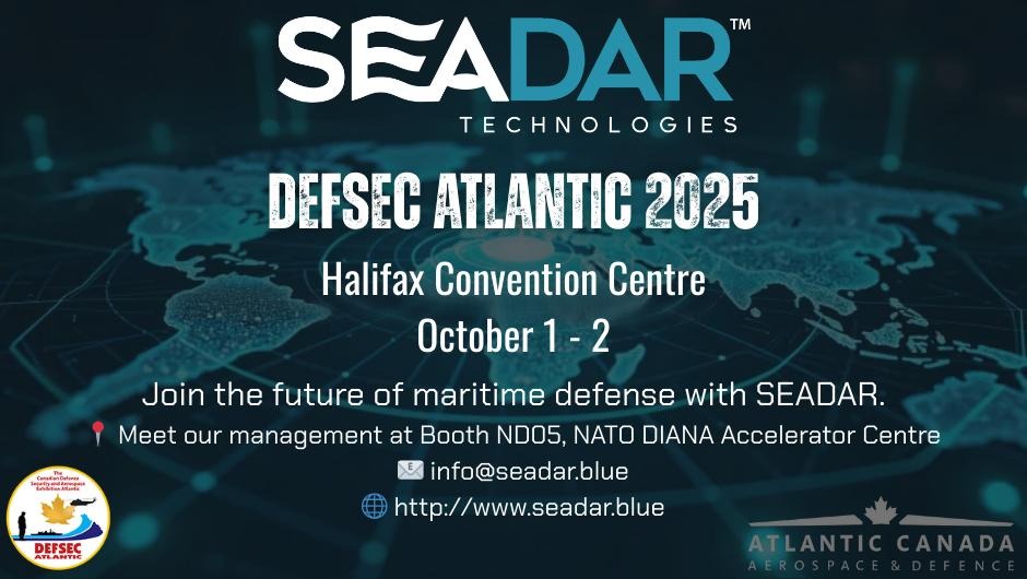SEADAR_X's tweet photo. SEADAR Technologies is looking forward to exhibiting at @DEFSECAtlantic 2025, October 1-2, Halifax Convention Centre https://t.co/bsZwba8sOA