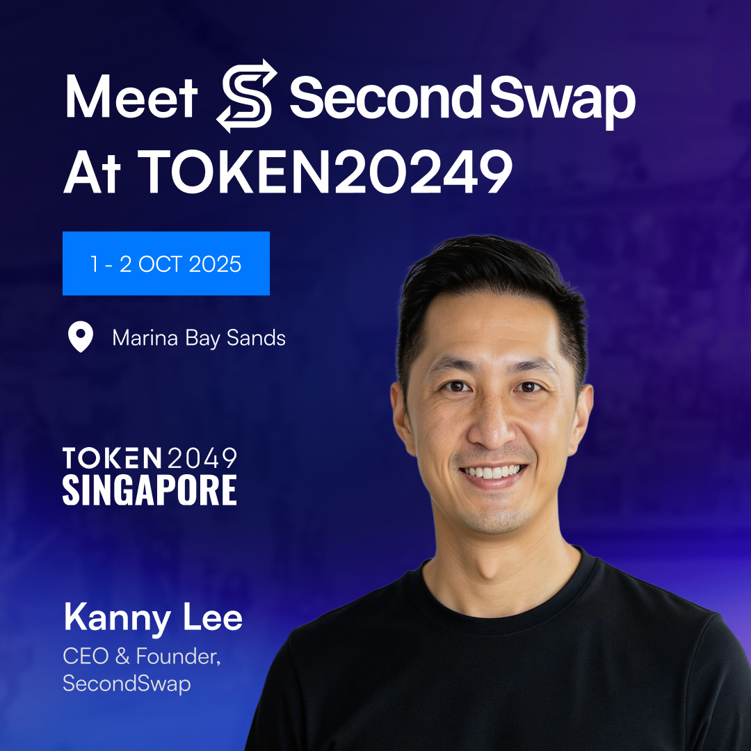 Trillions are tied up in locked tokens and RWAs.

SecondSwap is building a marketplace for these trillions in locked assets.

Meet our CEO &amp; founder, Kanny ( <a href="/LCV_KL/">Kanny</a> ), at #TOKEN2049 Singapore to learn how we're bringing secondary markets on-chain.

From locked to liquid. 🔒 ➡️