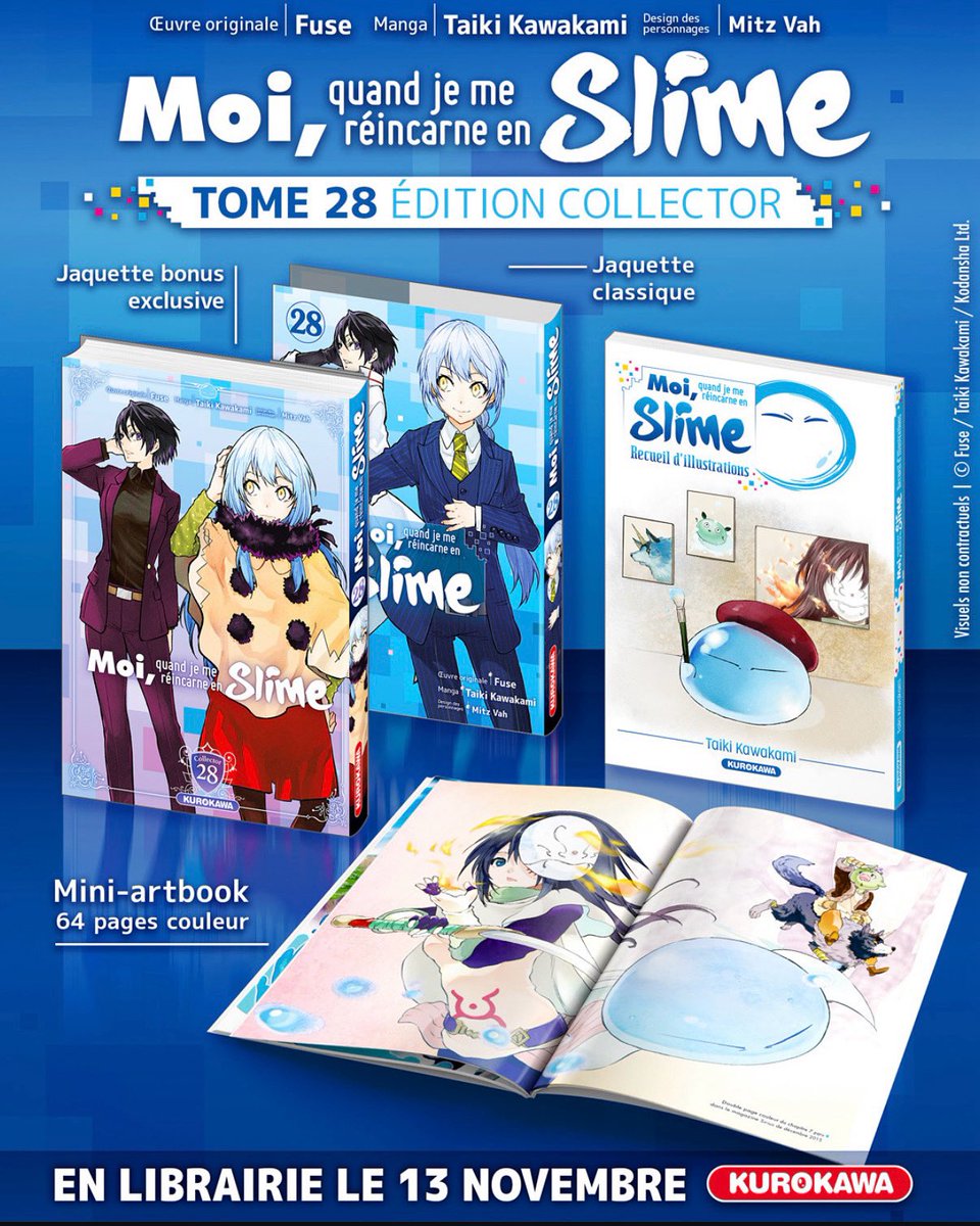 💙 Ouverture des précommandes pour l’édition collector du tome 28 de « Moi, quand je me réincarne en slime » ! 

😋 À précommander en librairie ou en ligne ici : 

👉bazardumanga.com/collectors.php