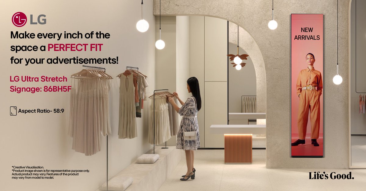 LGIndia's tweet image. Stylish, seamless, and space-smart advertising. Make your Ad stand out anywhere with LAN Daisy Chain Management.

Know More at: lg.com/in/business/in…

#LGIndia #LG #LifesGood #LGDigitalSignage #Retail #Display