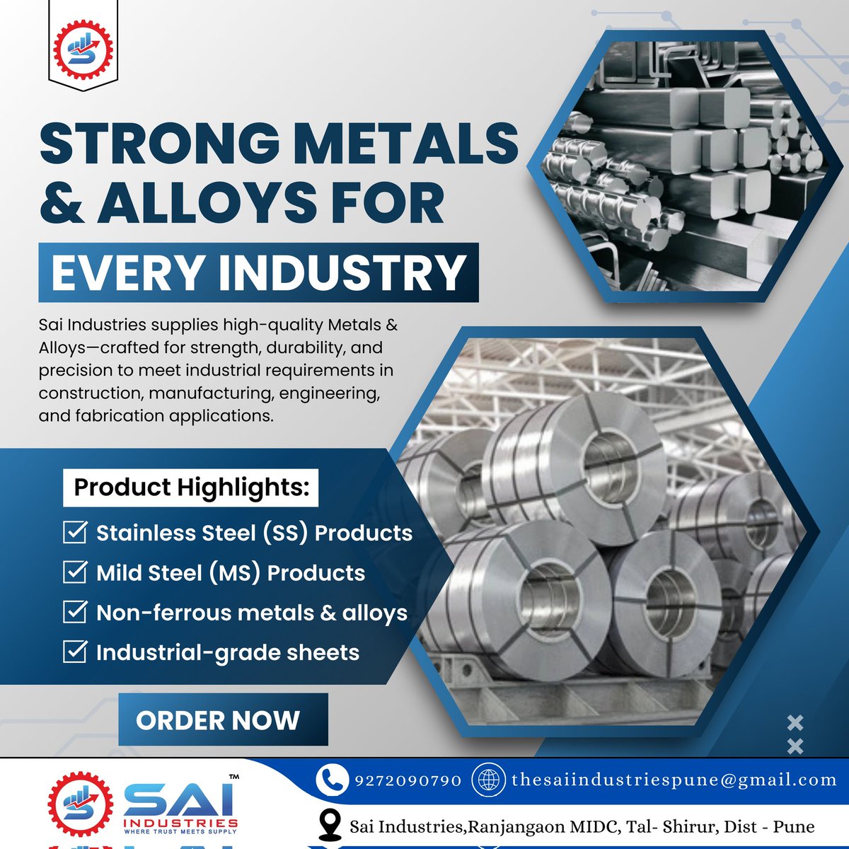 Sai__Industries's tweet image. Built to last, built with strength! 💪⚡ Sai Industries offers Metals &amp;amp; Alloys that power industries with unmatched durability and reliability for heavy-duty applications.

#saiindustries #BuiltOnStrength