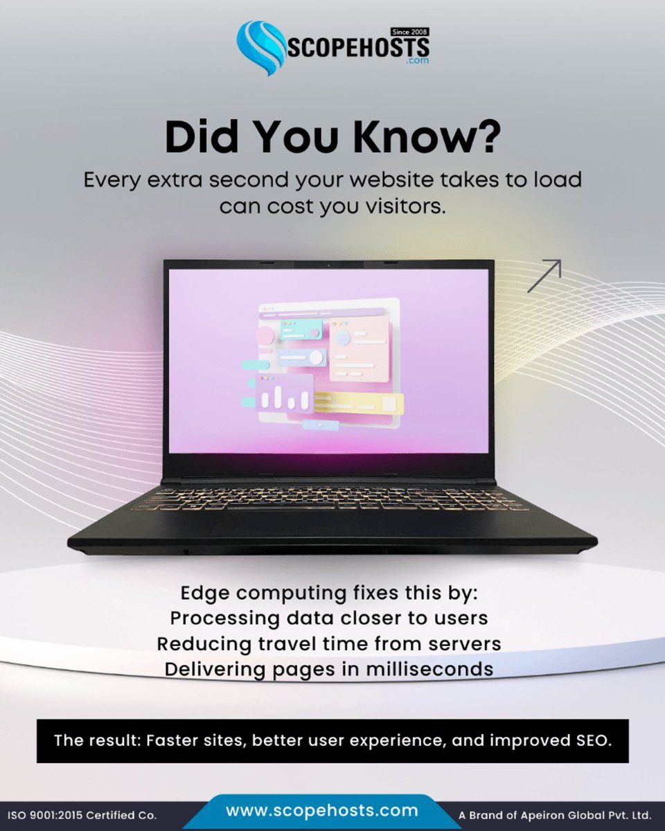 ScopeHosts's tweet photo. Milliseconds matter! ⏱ With edge computing, your site loads faster than ever, keeping visitors happy and engaged.
#ScopeHosts #EdgeComputing #WebsiteSpeed #FastWebHosting #SmartHosting #TechTrends2025 #WebSpeed #BoostSEO #FastAndSecure https://t.co/ZCEsx5BDqp