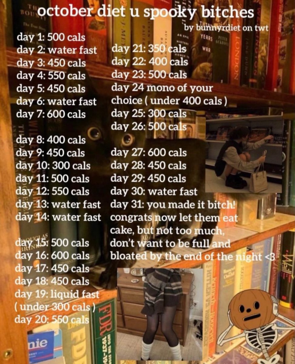 Peachorexia's tweet photo. Doing/Trying this diet for October!!! 

Who wants to do it with me? we can share meals/snacks, daily intake/net, make threads etc!!! 
🎃👻🍂💀🍁

🏷️ 
#edtwt #halloween #shedtwt #halloweentwt #halloweendiet #october #octoberdiet #fall #falltwt #falldiet #autumn #autumndiet #anatwt https://t.co/BkSDdZVhGX