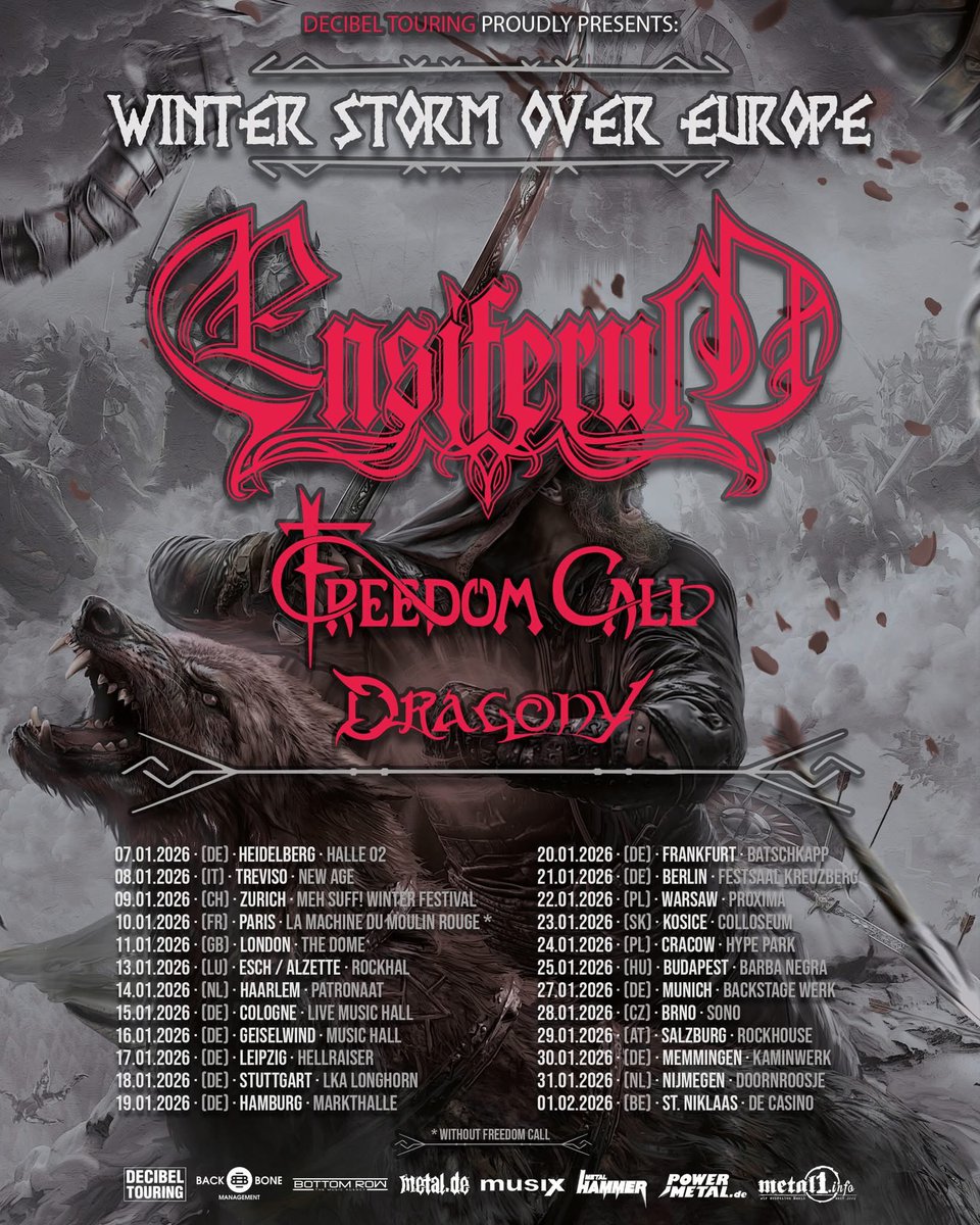 • <a href="/EnsiferumMetal/">Ensiferum</a> announces their 2026 headliner with Freedom Call and Dragony and drop new lyric video for “From Order To Chaos”!

Watch here: youtu.be/o4aGDfTqPr0