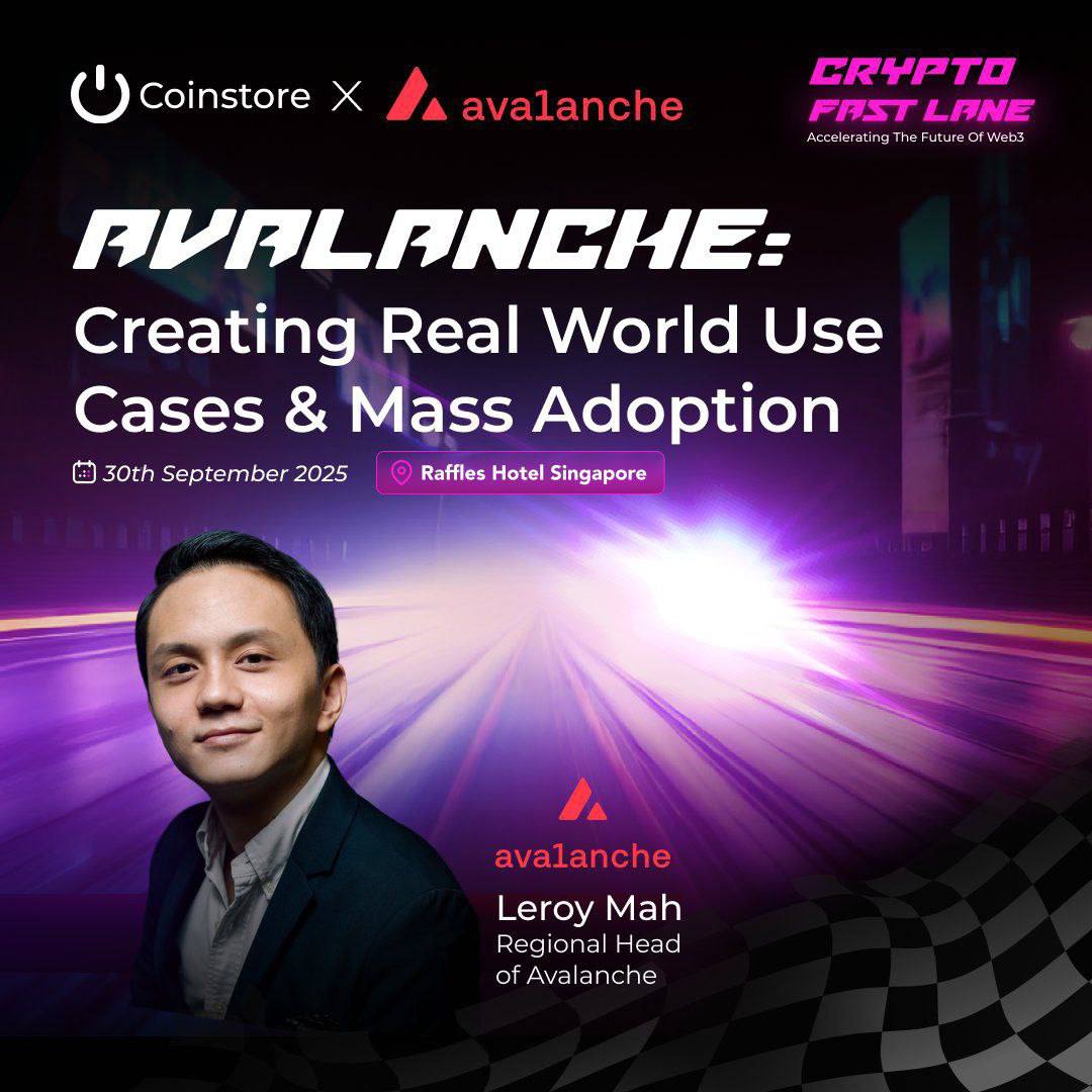 Queenochanya13's tweet image. From startups to established networks, Crypto Fast Lane brings together diverse perspectives on building the future of Web3.
Don’t miss it: Sept 30, Raffles Hotel, Singapore.
Register here: luma.com/9sco590p

#Coinstore #CryptoFastLane #Web3GP #SingaporeGP