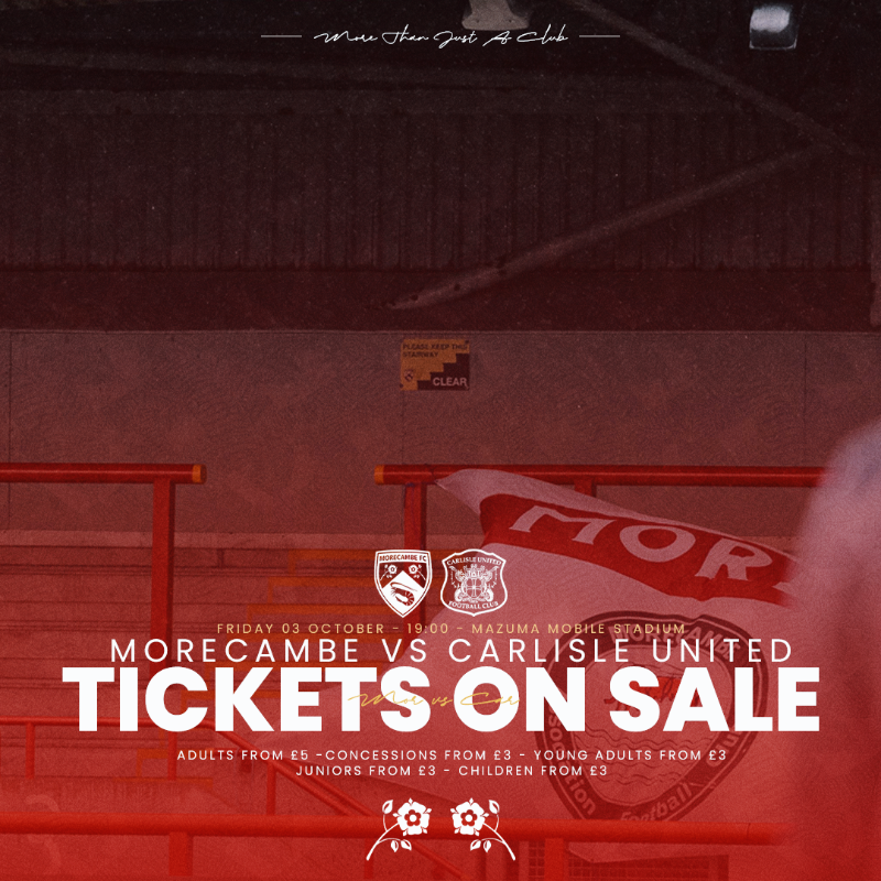MorecambeFC's tweet photo. The Academy return to the Mazuma Mobile Stadium this Friday in FA Cup Second Round Qualifying 🤩

Join us under the floodlights and secure your ticket today.
 
#UTS 🦐