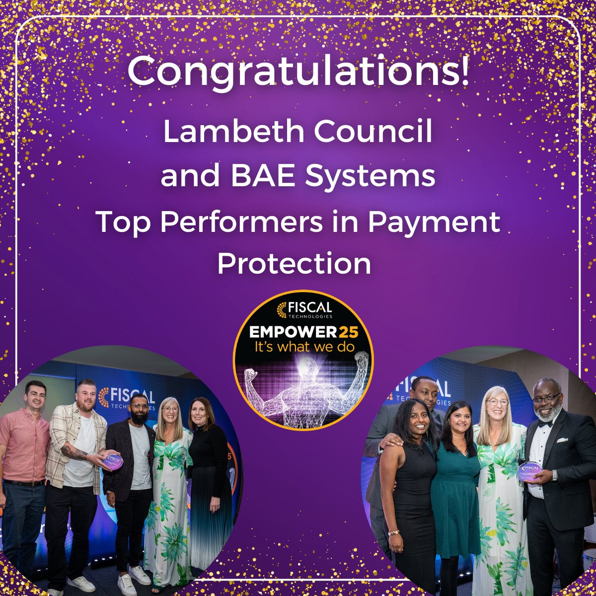 FISCALTec's tweet image. Announcing the winners of our 2025 EMPOWER customer awards! 🎉

We are thrilled to recognise two outstanding winners in the Top Performer In Payment Protection category: Lambeth Council and BAE Systems!

#EMPOWER2025 #FinanceInnovation #AccountsPayable