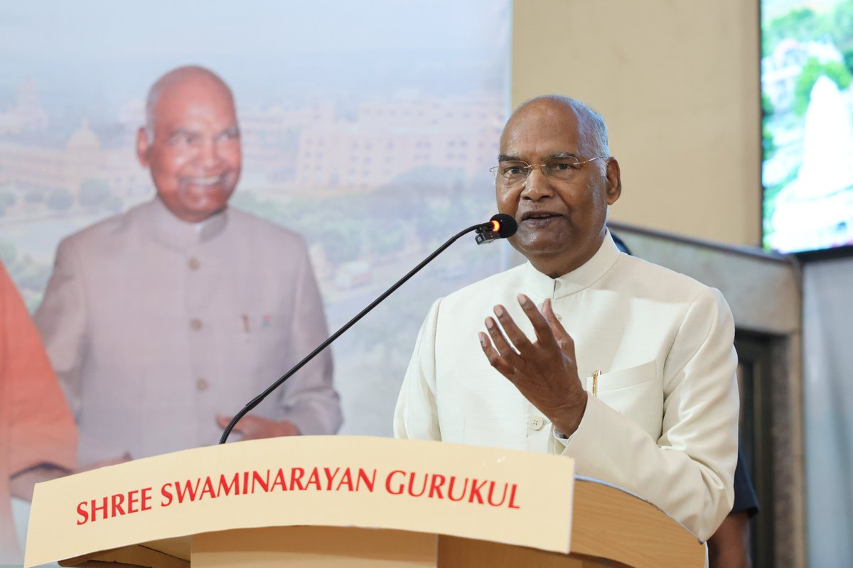 ramnathkovind's tweet photo. Visited Shree Swaminarayan Gurukul in Hyderabad today. Deeply touched by the Gurukul’s holistic blend of education, culture, and spirituality. Such institutions play a vital role in preserving our heritage and passing on timeless knowledge to future generations. https://t.co/f7ieOkZSPx