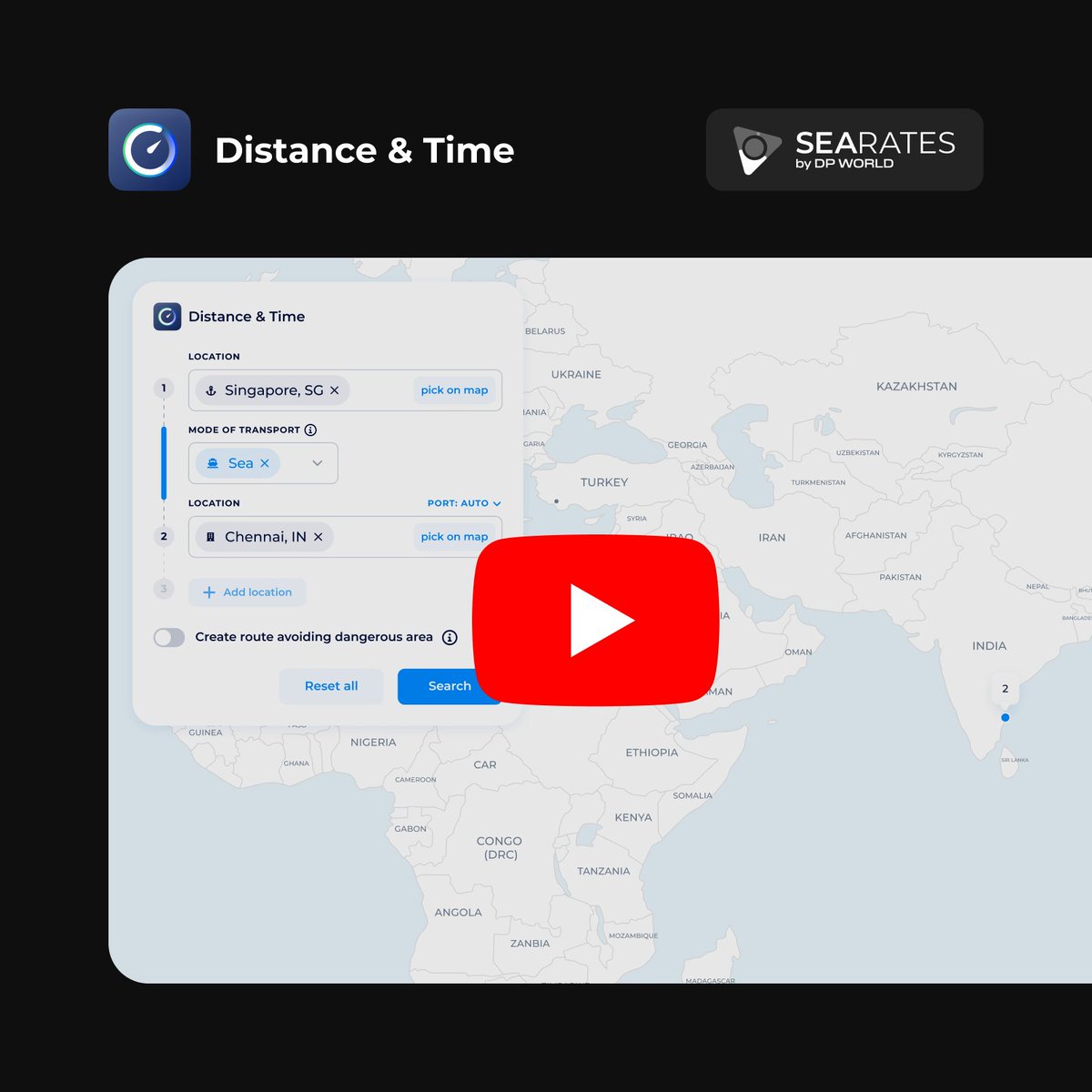🔔Fresh on our channel: Distance &amp; Time
lnkd.in/eC2SY9S8

Discover how to:
✅ Plan routes for shipments by sea, air, rail, and road
✅ Get accurate transit time estimates
✅ Optimize costs and improve logistics efficiency

📩Ask at sales@searates.com &amp; get customized tool