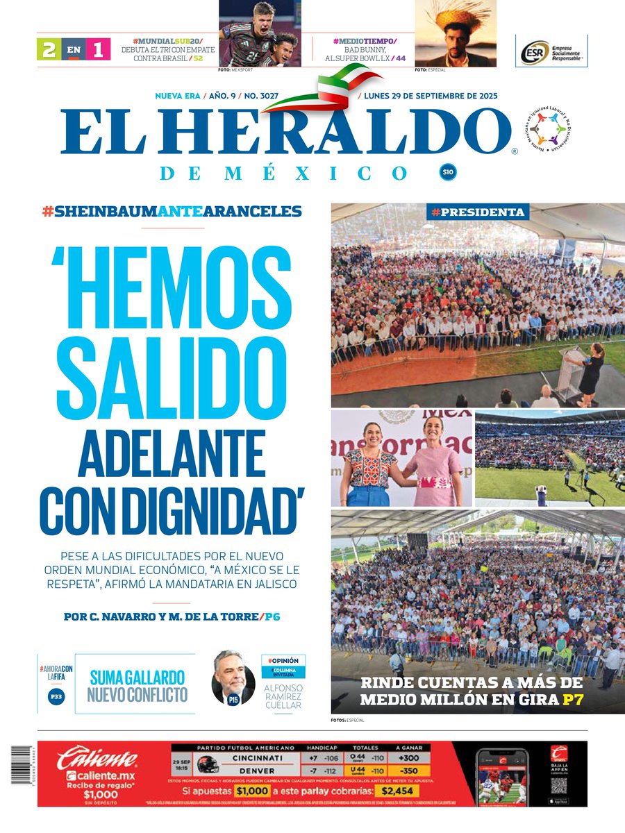 #EnPortada de El Heraldo de México  📰:

🔵#ClaudiaSheinbaum: “Hemos salido adelante con dignidad”
🔵Rinde cuentas a más de medio millón en gira: #ClaudiaSheinbaum
🔵Suma Gallardo nuevo conflicto

➡ bit.ly/34ubeFD